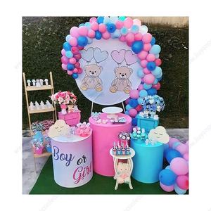 Socle cylindrique en métal épais <span class=keywords><strong>de</strong></span> haute qualité, blanc, pour <span class=keywords><strong>table</strong></span> <span class=keywords><strong>de</strong></span> dessert, fête d'anniversaire, mariage, avec couvercle - Product Image 5