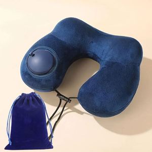 Almohada Inflable de Viaje para el Cuello, con Funda Lavable de Terciopelo Suave, para Dormir en Avión, Tren u Oficina - Product Image 2