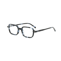 G5761F Lunettes optiques carrées vintage unisexe, monture intégrale en acétate noir brillant avec détails rivetés, montures de lunettes tendance