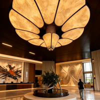 Lustre en marbre et fer forgé personnalisé, design moderne de luxe en forme de pétales de fleurs, pour hall d'hôtel, salon, villa, décoration