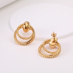 Custom <b>Gold</b> Plated Stainless Steel Women Fashion Jewelry <b>Set</b> for Women Stainless Steel Design <b>Earrings</b> - Product Image 1