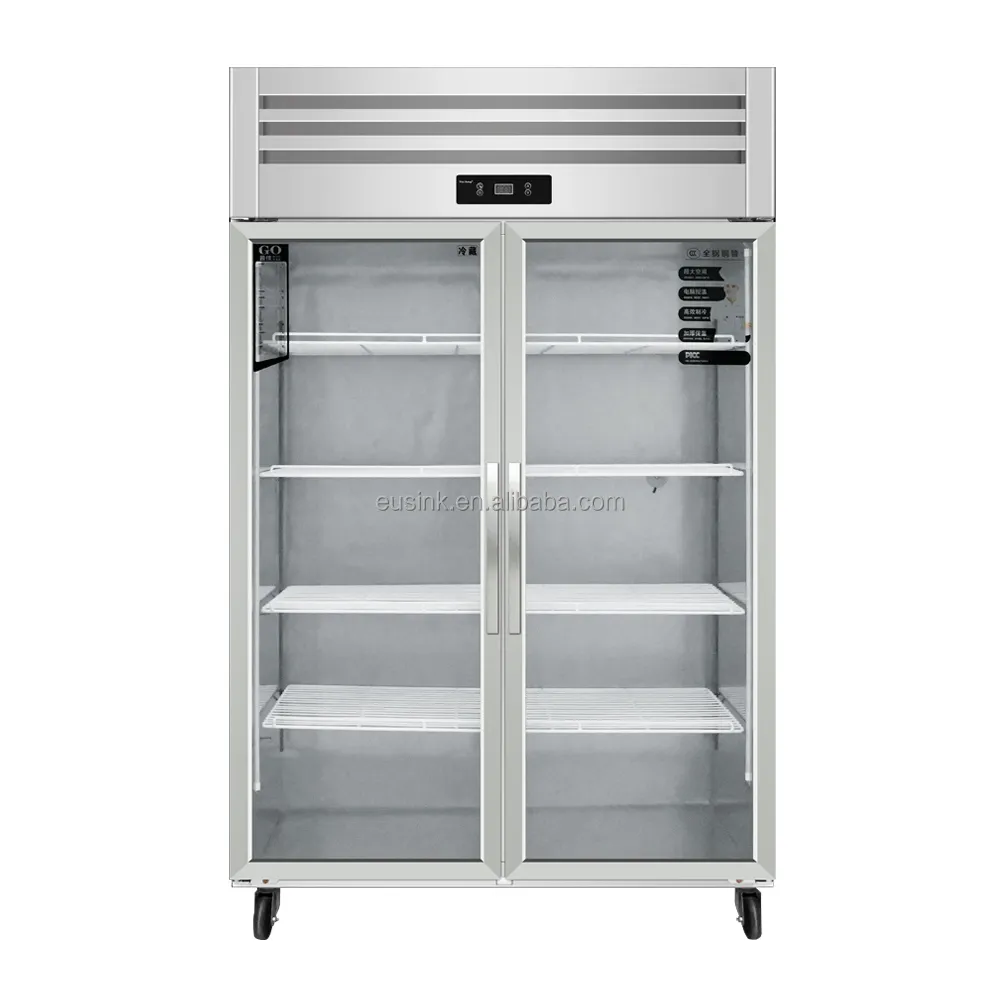 Congelatore commerciale del frigorifero con la porta di vetro per l'esposizione e la promozione della bevanda