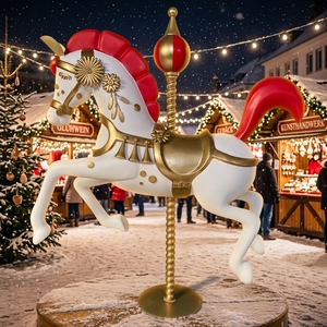 Scultura Professionale Standard di <span class=keywords><strong>Cavallo</strong></span> da Giostra in Fibra di Vetro, <span class=keywords><strong>Cavallo</strong></span> a Grandezza Naturale di Lusso per Decorazioni Natalizie nei Centri Commerciali - Product Image 2