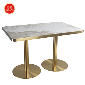 Custom Modern Eco-Friendly Commercial Metal Frame Marble Square Dining Table for Restaurant <strong>Cafeteria</strong> - Product Image 2