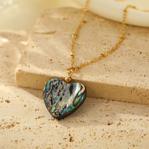 Luxury Heart-shaped Stainless Steel Gold-plated Necklace, Natural <strong>Abalone</strong> <strong>Shell</strong> Pendant High Quality <strong>Jewelry</strong> for Women - Product Image 4