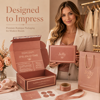 Emballage personnalisé en carton ondulé avec logo en feuille d'or rose, emballage de luxe pour vêtements, boîtes d'expédition artisanales pour cosmétiques