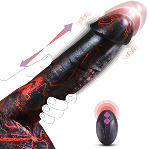 قضيب اصطناعي ضخم خيالي مع هزاز وجهاز تحكم عن بعد لتحفيز بقعة جي والمهبل والشرج، قضيب اصطناعي واقعي وسميك مع خاصية الاهتزاز والدفع - Product Image 1