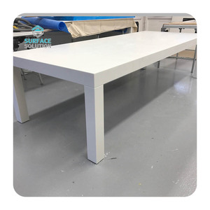 Manufacturer <strong>Custom</strong> White Acrylic <strong>Solid</strong> <strong>Surface</strong> Dining <strong>Table</strong> Top Marble Color Top Dining <strong>Table</strong> - Product Image 3