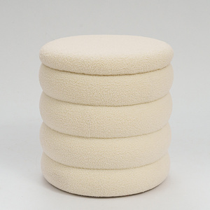 Set di 2 <span class=keywords><strong>Pouf</strong></span> Rotondi <span class=keywords><strong>con</strong></span> Vano Contenitore e Vassoio Bailey Furniture Wholesale per Soggiorno - Product Image 3