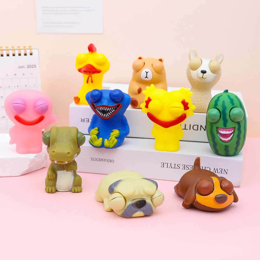 Creative Funny Cute Little Monster Dinosaur Big Eyes Squeeze Toy Popping Sensory Fidget Toy Pop Eyes Out Squeeze Toy