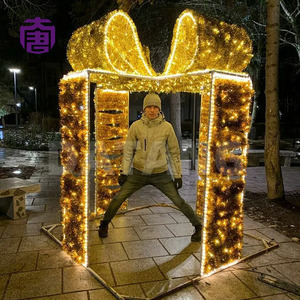 <b>Christmas</b> Gift <b>Box</b> Street Lights 2D 3D LED <b>Present</b> Motif for Pole Avenue Plaza and Holiday Route - Product Image 2