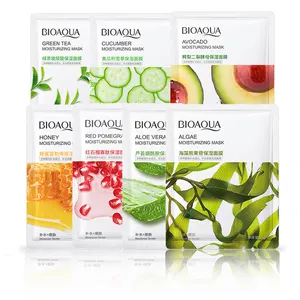 BIOAQUA Cucumber Centella Moisturizing Facial Mask Aloe Blueberry Seaweed Whitening Essence Face Mask Cotton Sheet Female 25g