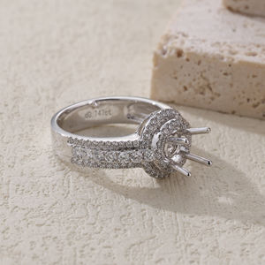 Anillo de oro blanco sólido de 18 quilates de calidad superior de lujo personalizado, anillo de diamantes blancos naturales semimontados, delicado y fino para fiestas de bodas - Product Image 6