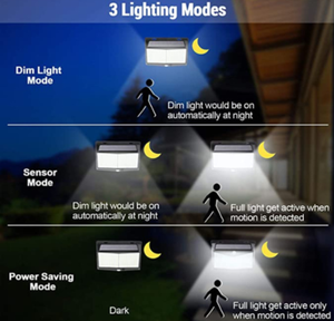 Lampe <span class=keywords><strong>solaire</strong></span> de sécurité à LED pour jardin <span class=keywords><strong>Applique</strong></span> murale extérieure 288 led haute luminosité étanche rechargeable avec détecteur de <span class=keywords><strong>mouvement</strong></span> - Product Image 4