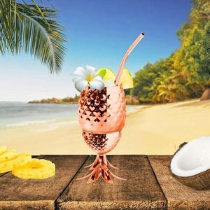 Gobelet en acier inoxydable plaqué cuivre avec support et couvercle, idéal pour les cocktails d'été ou comme cadeau original - Product Image 2