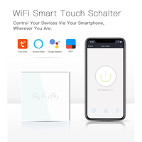 Interrupteur tactile intelligent Zigbee Mvava CE avec panneau en verre cristal, norme européenne, 1 gang, double pôle, 3 voies, variateur de lumière avec commande vocale WiFi