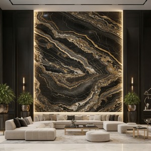 YDSTONEナチュラルブラックゴールドマトリックスチタン花崗岩スラブマグマゴールド花崗岩カウンタートップ用 - Product Image 2