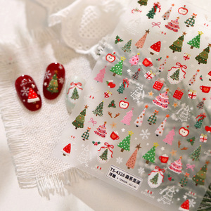 Pegatinas de uñas navideñas con diseño de lunares, lazo, estrella de cristal, autoadhesivas, impermeables, decoraciones de manicura navideña DIY - Product Image 4