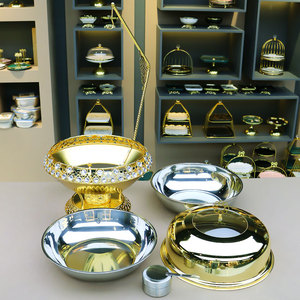 Luxe diamantdesign gouden ronde 8L catering chafing dish voedselwarmerset met hangend deksel voedselwarmapparaat - Product Image 4