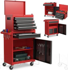 Armoire mobile à 5 tiroirs avec organisateur amovible, coffre à outils verrouillable sur roulettes pour <span class=keywords><strong>garage</strong></span> et atelier - Product Image 2