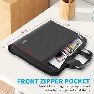 Custom Logo <b>A4</b> Leather File <b>Folder</b> Zipper <b>Document</b> Binder Portable Office Organizer with Lock - Product Image 5