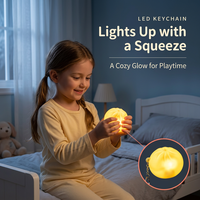 Porte-clés LED lumineux en forme de boulette vapeur, jouet anti-stress avec chaîne à billes, breloque lumineuse à presser pour enfants et filles