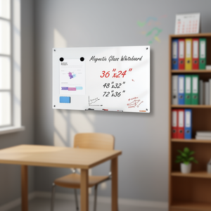 Tableau blanc magnétique en verre 36x24 sans cadre, effaçable à sec, mural, avec plateau pour marqueurs, pour usage au bureau et à l'école - Product Image 2