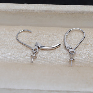 Support vide semi-fini en argent S925, style simple, pour boucles d'oreilles à perles de 6-8 mm, accessoires DIY pour femmes - Product Image 3