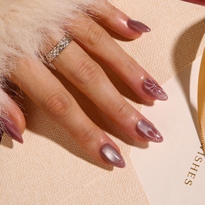 BTArtbox Uñas Postizas Artificiales Hechas a Mano al por Mayor, Uñas de Gel Suave con Purpurina Ojo de Gato, Forma Almendrada Corta, de Lujo, a Presión, a Granel - Product Image 1