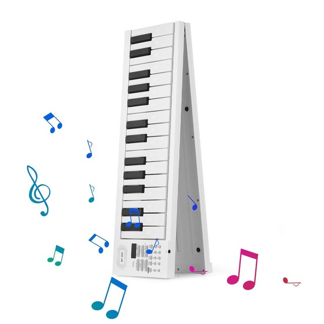 Portable 61 Key Foldable Electronic Piano Multifunctional Electronic Piano Keyboard with LED Display for Beginners