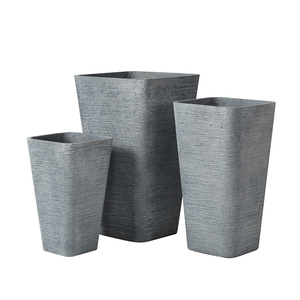 Grande quadrato grigio vaso di fiori di <span class=keywords><strong>cemento</strong></span> e vaso Set Design minimalista per l'utilizzo del pavimento per il giardino all'ingrosso - Product Image 6