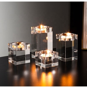 Porte-bougie en cristal doré, support de luxe cubique, haute transparence <span class=keywords><strong>plusieurs</strong></span> tailles - Product Image 3