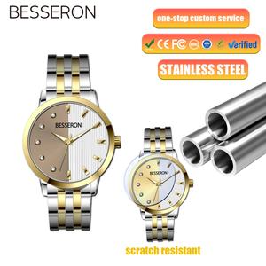 Montre-bracelet personnalisée pour femme avec breloques, mouvement Miyota, aiguilles lumineuses, en acier inoxydable, quartz, résistante à l'eau 3 ATM, garantie 48 mois - Product Image 1
