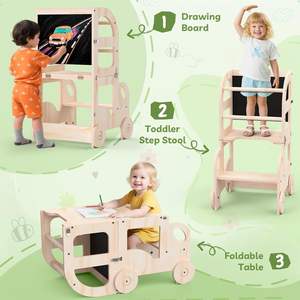 Silla plegable <span class=keywords><strong>para</strong></span> niños de <span class=keywords><strong>1</strong></span> a 3 años, taburete de cocina <span class=keywords><strong>para</strong></span> niños pequeños, torre de <span class=keywords><strong>pizarra</strong></span>, soporte <span class=keywords><strong>para</strong></span> aprender de madera de pie - Product Image 4