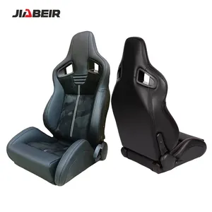 JBR1039M Custom LOGO Adjustable Black Leather with Suede Sport Bucket Racing Seats