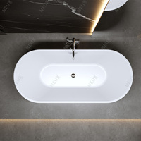 Baignoire en acrylique autoportante de style hôtel de luxe moderne baignoire à remous autonome trempage blanc