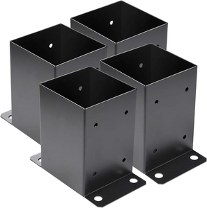 Base d'ancrage à <span class=keywords><strong>bride</strong></span> en acier inoxydable 4x4 (réellement 3,5x3,5 pouces) avec vis pour garde-corps de terrasse, noire - Product Image 2