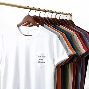 La maggior parte della moda tinta unita 100% cotone manica corta tasca Casual uomini T-Shirt stampa personalizzata T