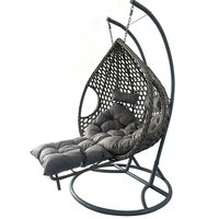 PE Rotin Métal Stand Patio Suspendu Balançoire Oeuf Chaise Double Siège Jardin Extérieur Osier Cocon