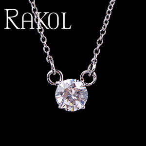 RAKOL NP058 Colgante de metal de aluminio Collar de cadena de un solo cristal de 10 quilates - Product Image 2