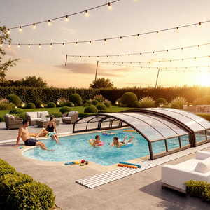 Anti óxido/UV/lluvia/nieve cubierta móvil de Sunroom retráctil personalizada <span class=keywords><strong>para</strong></span> cubiertas duras de piscina <span class=keywords><strong>para</strong></span> recintos de <span class=keywords><strong>piscinas</strong></span> sobre el suelo - Product Image 5