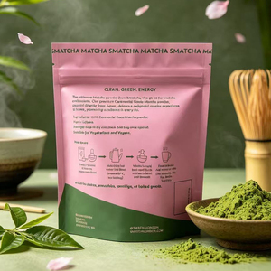 Bolsa de plástico personalizada con cierre hermético para alimentos, apta para uso alimentario, de 30g, para polvo de matcha, con cremallera. - Product Image 3