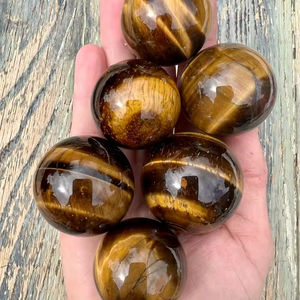 หินไทเกอร์อายสีเหลืองธรรมชาติคุณภาพสูง ขัดเงา ขนาด 4-4.5 ซม. สำหรับทำเครื่องประดับและตกแต่งบ้าน ขายส่ง - Product Image 1