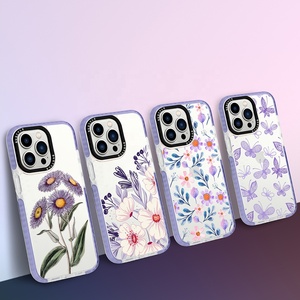 Funda para iPhone <span class=keywords><strong>14</strong></span> Pro Max 13 12 <span class=keywords><strong>11</strong></span> púrpura TPE a prueba de golpes con diseños de flores rosas, funda para teléfono móvil a prueba de golpes - Product Image 4