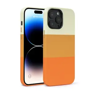 Luxury PU Leather Cellphone Cover Three-Color Contrast Anti-drop Colorful Phone Case For iPhone 11 12 13 14 Plus Pro Max