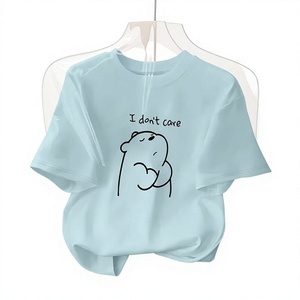 Camisetas Personalizadas de Alta Calidad, 320 g/m², 100 % Algodón, Color Personalizado, Manga Corta, Diseño de Oso de Dibujos Animados, Tallas Grandes, Logotipo Personalizado Impreso - Product Image 1