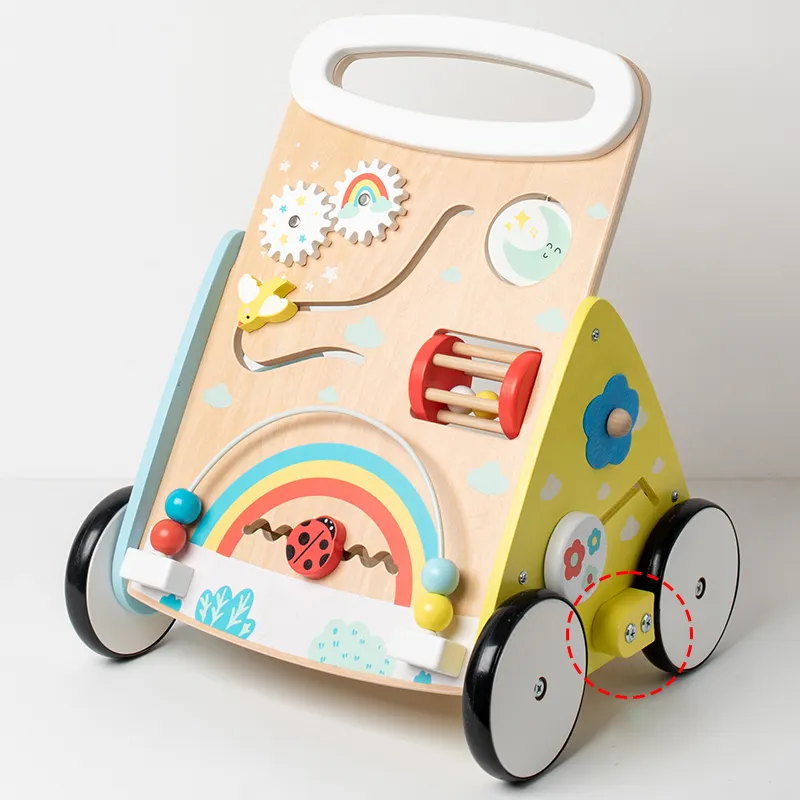 HOYE CRAFT Mode Neues Design Baby Walker Spielzeug Geometrische Form blöcke Multifunktions-Holzwagen Spielzeug