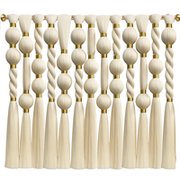 Décoration Murale Macramé Luxe Tresses Ornementées de Bagues Dorées, Franges Minimalistes et Formes Sphériques – Décoration Suspendue pour Salon et Mariage