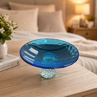 Bol à fruits en cristal sur pied, verre taillé avec motif gravé, plateau décoratif, bol sur support en cristal hautement transparent, Yongkang Home Table