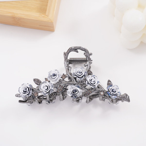 Pince à cheveux rose fleur en peluche pince à cheveux strass laisse pince requin grands accessoires de cheveux <span class=keywords><strong>anciens</strong></span> - Product Image 4